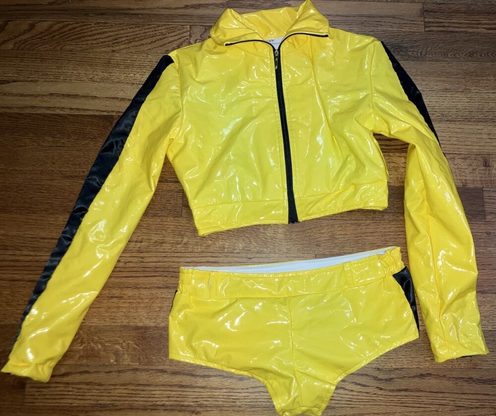 Kill Bill The Bride Halloween Costume Yellow Coat Shorts Size Adult XS Cosplay